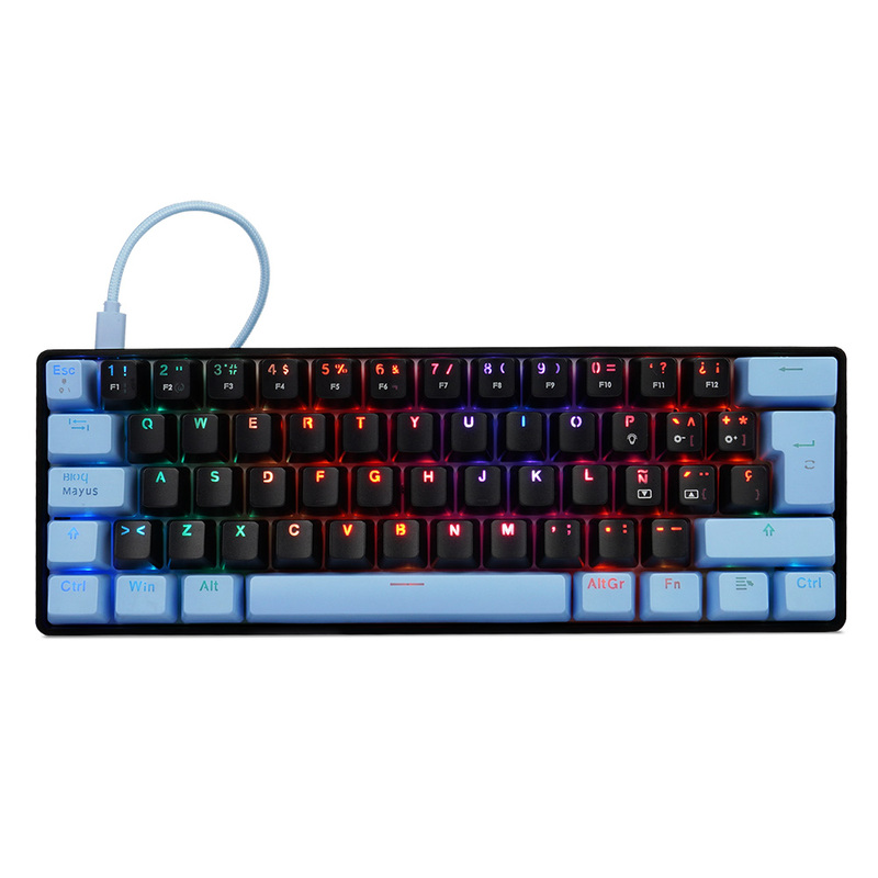 TECLADO MECANICO GAME FACTOR 60% RGB SWITCH BLUE USB TIPO C KBG560-BL