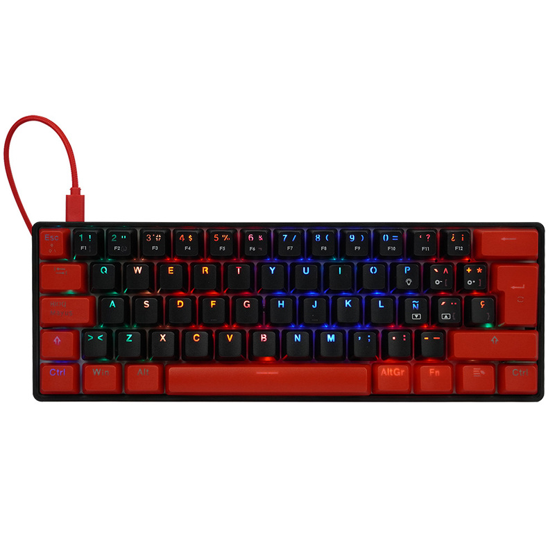 TECLADO MECANICO GAME FACTOR 60% RGB SWITCH RED USB TIPO C KBG560-RD