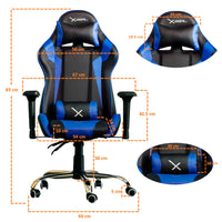 SILLA GAMER XZEAL NEG/AZUL ACERO, PVC ALTO DESEMPEÑO (ZXSXZ10A)