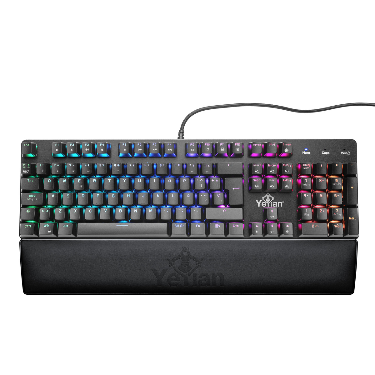 (ED) TECLADO GAMER YEYIAN YKM-ERGB-01 KUSARI MECANIC SWITCH ROJO RGB