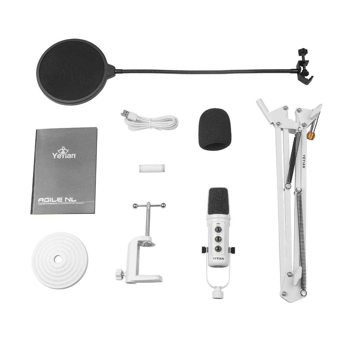 KIT MICROFONO CONDENSADOR USB YEYIAN YSA-UCHQ-02 AGILE NL BLANCO