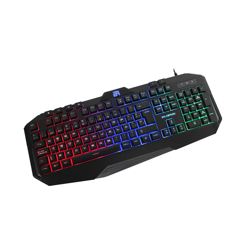 TECLADO GAMER BALAM RUSH GUNFIRE USB 3 COLORES LED NEGRO BR-929639