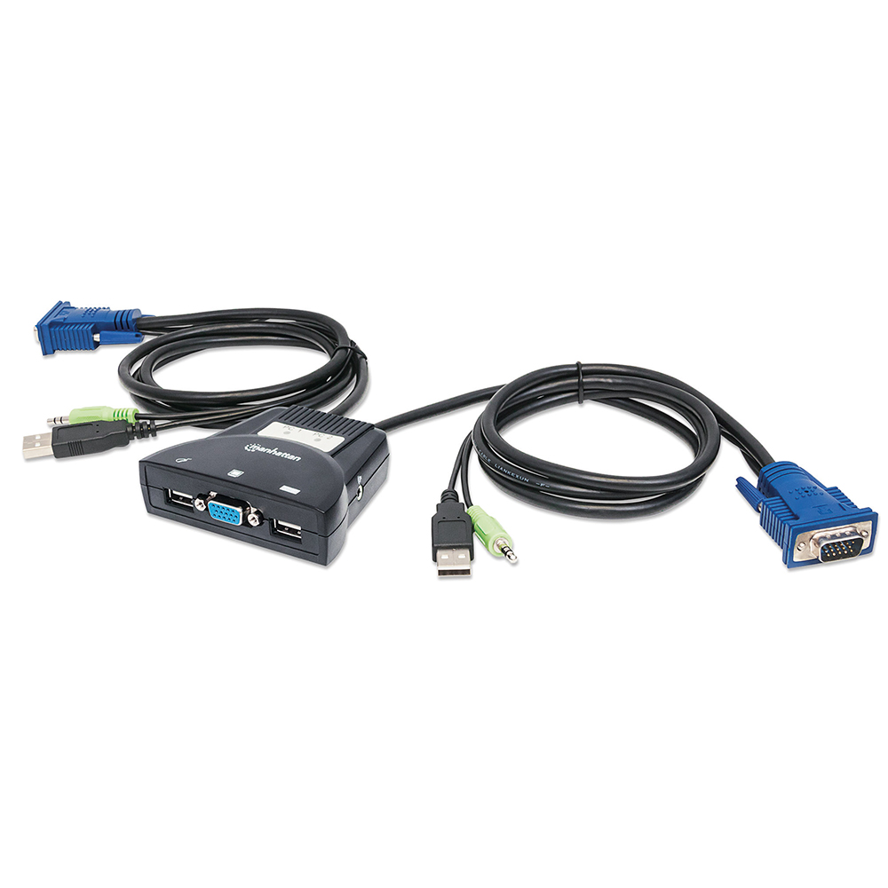 MUX KVM MINI USB 2:1 MANHATTAN CON CABLES + AUDIO 151245