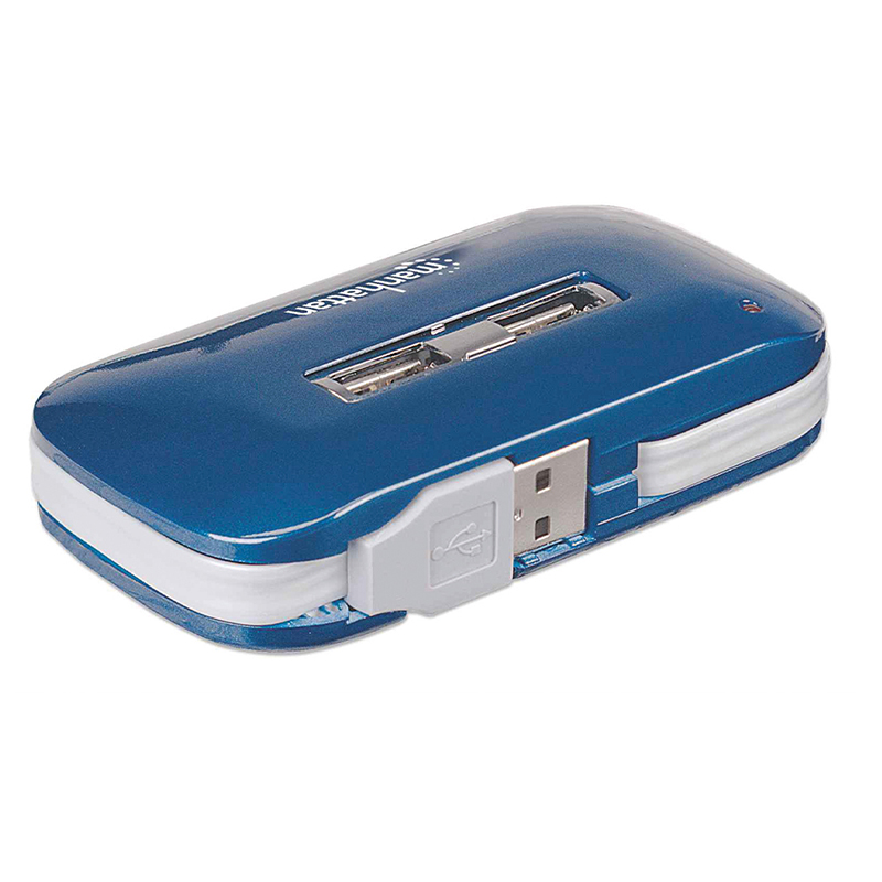 HUB MANHATTAN USB V2.0  7 PTOS AZUL CON FUENTE 161039