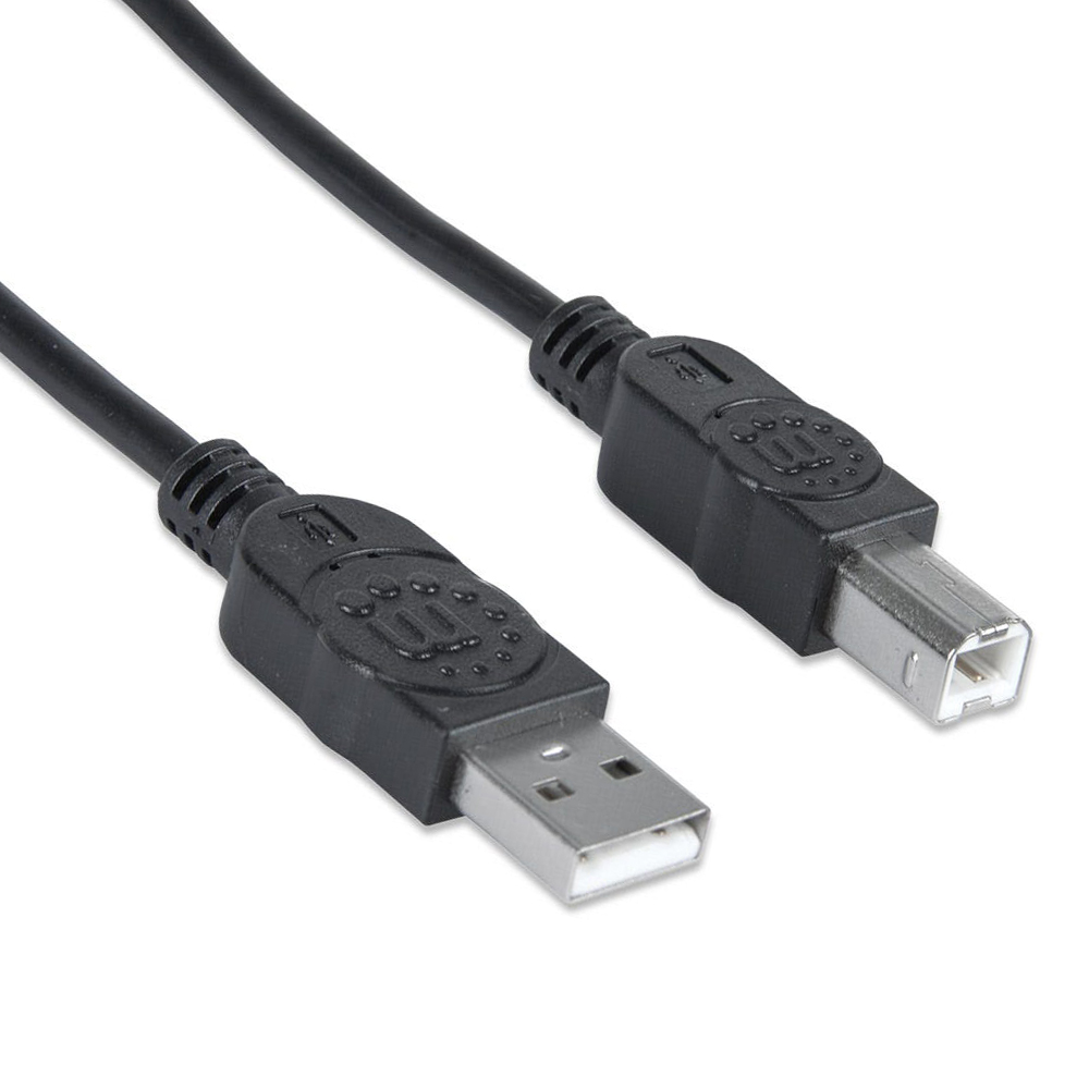 CABLE USB MANHATTAN V2.0 A-B  3.0M, NEGRO 333382