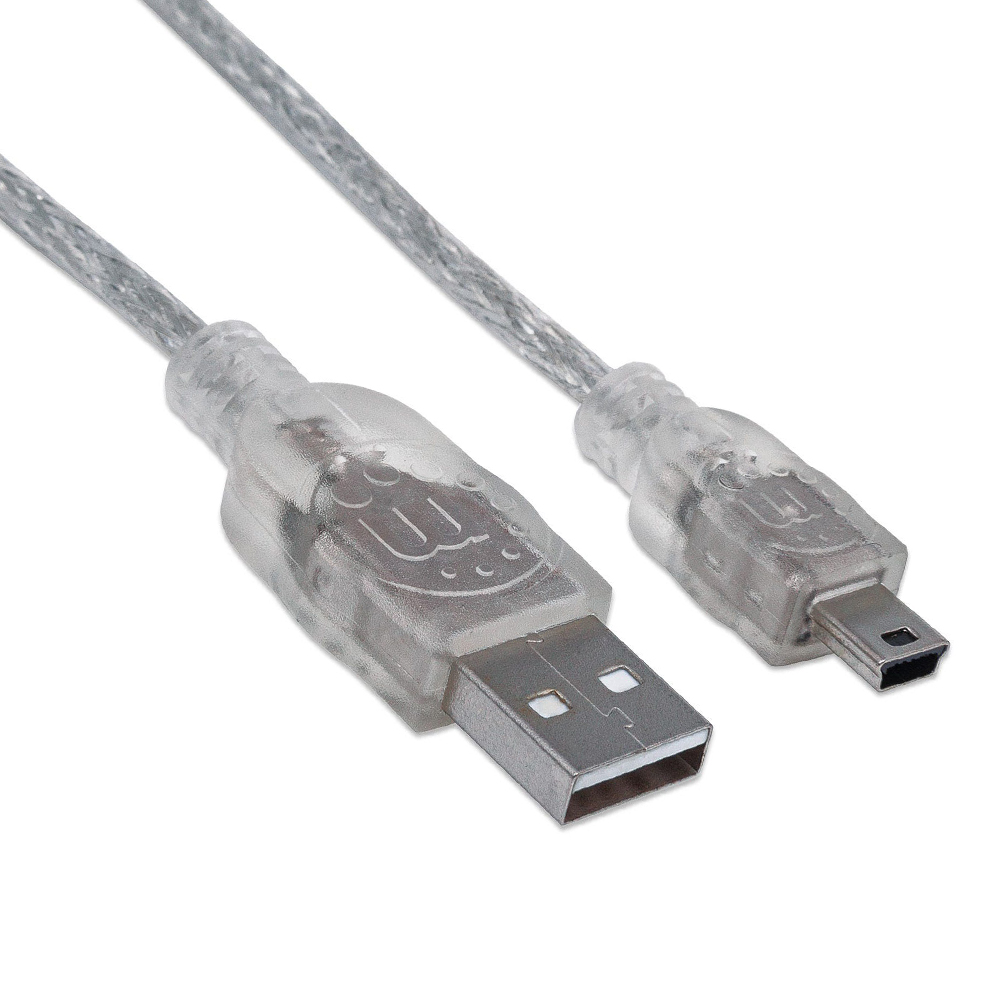 CABLE USB V2.0 MANHATTAN A-MINI B  1.8M PLATA  333412