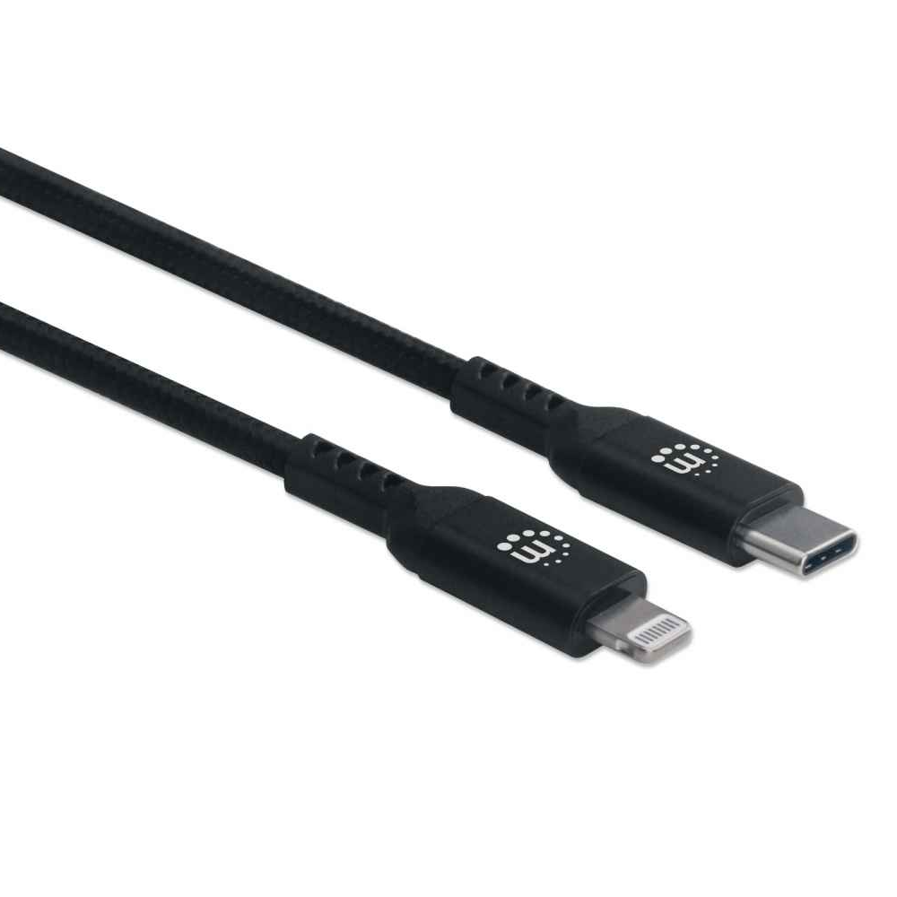 CABLE MANHATTAN USB-C A LIGHTNING 0.5M NEGRO CARGA Y SINCRONIZA 394192