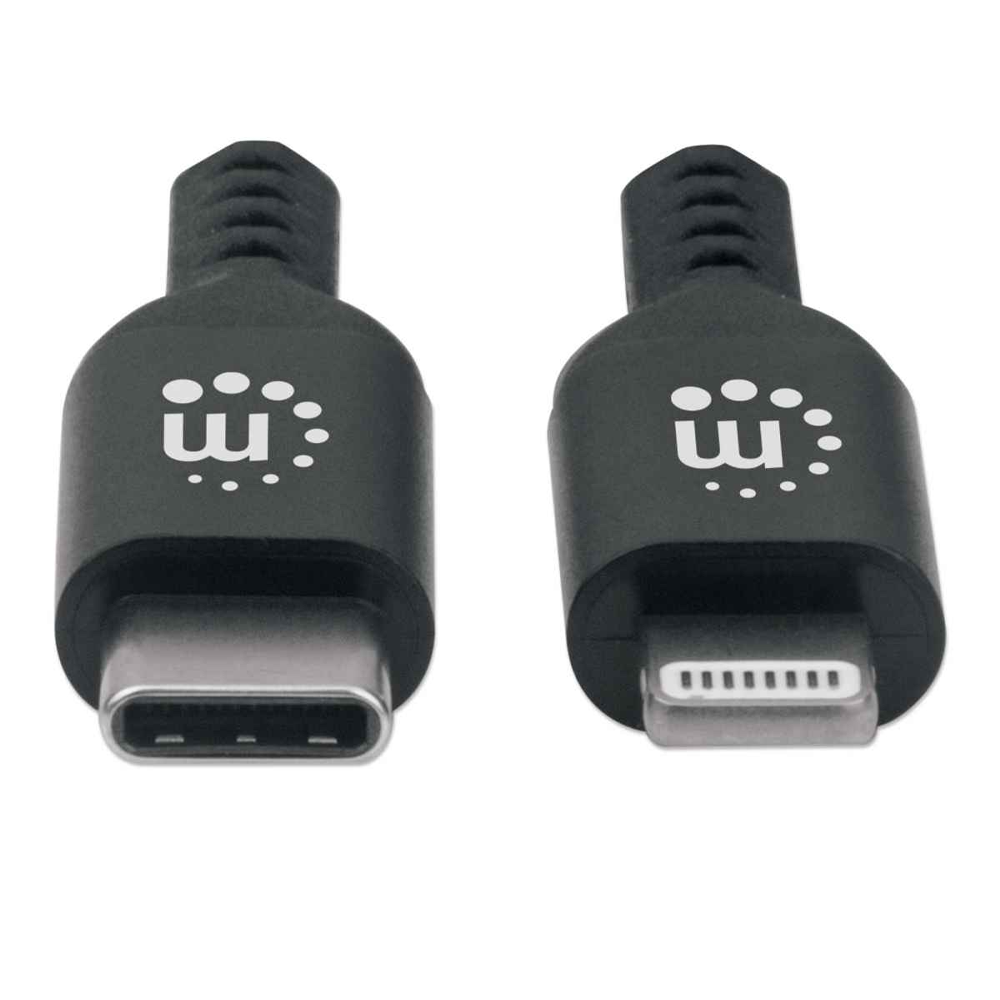 CABLE MANHATTAN USB-C A LIGHTNING 0.5M NEGRO CARGA Y SINCRONIZA 394192