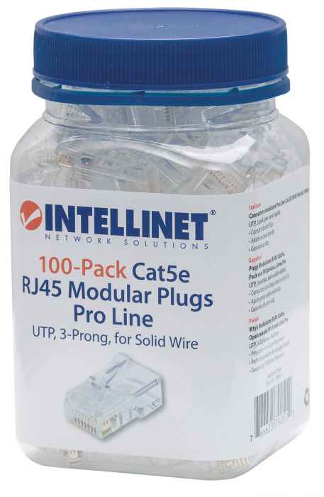 PLUG INTELLINET RJ45 CAT5E SOLIDO UTP PRO 100PZA 50 MICRAS ORO 790512