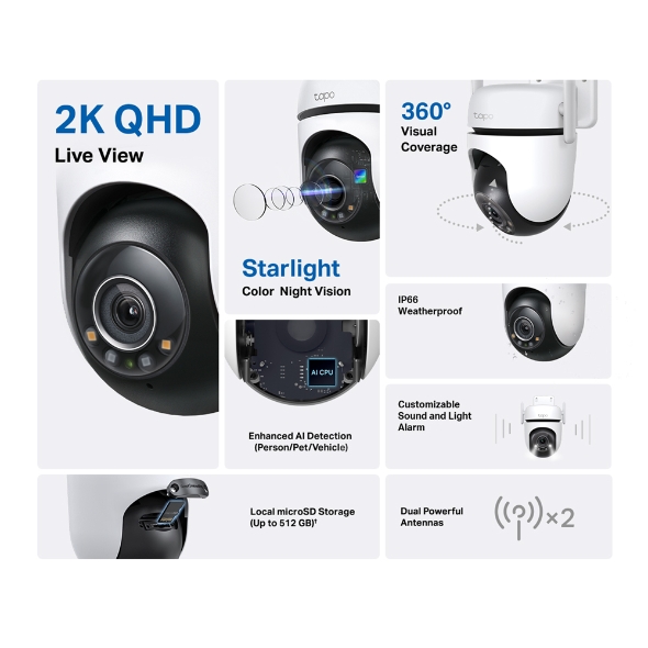 CAMARA INTELIGENTE WI-FI TP-LINK / VIGILANCIA 360º / TAPO C520WS