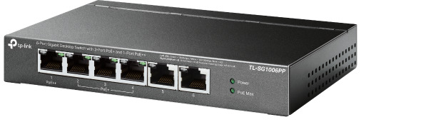 SWITCH DE ESCRITORIO GIGABIT TP-LINK 6PTOS 3POE+ 1POE++ /TL-SG1006PP