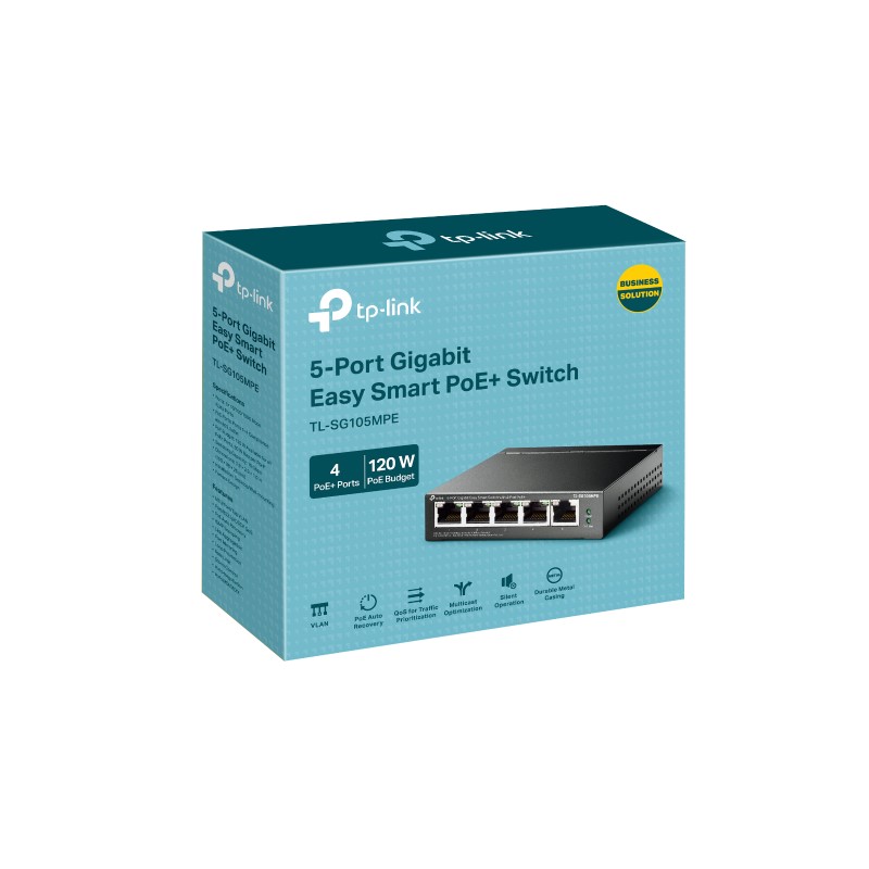 TP-LINK SWITCH SMART GB 5 PTOS CON POE+DE 4 PTOS/TL-SG105MPE