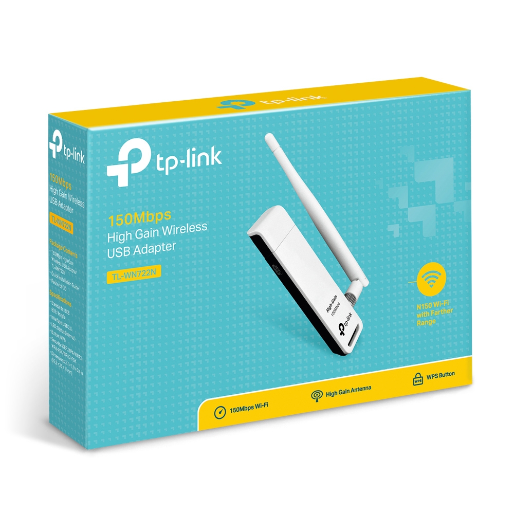 TP-LINK ADAPTADOR INALAMBRICO  /USB2.0/N150/1ANT/4dBi/TL-WN722N