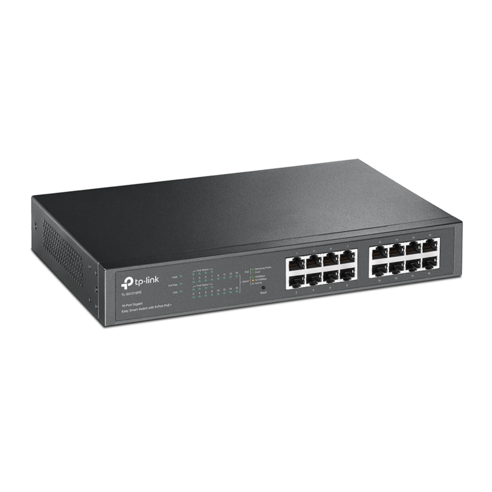 TP-LINK SWITCH EASY SMART DE 16 PUERTOS GBT/8 PTOS POE+/TL-SG1016PE