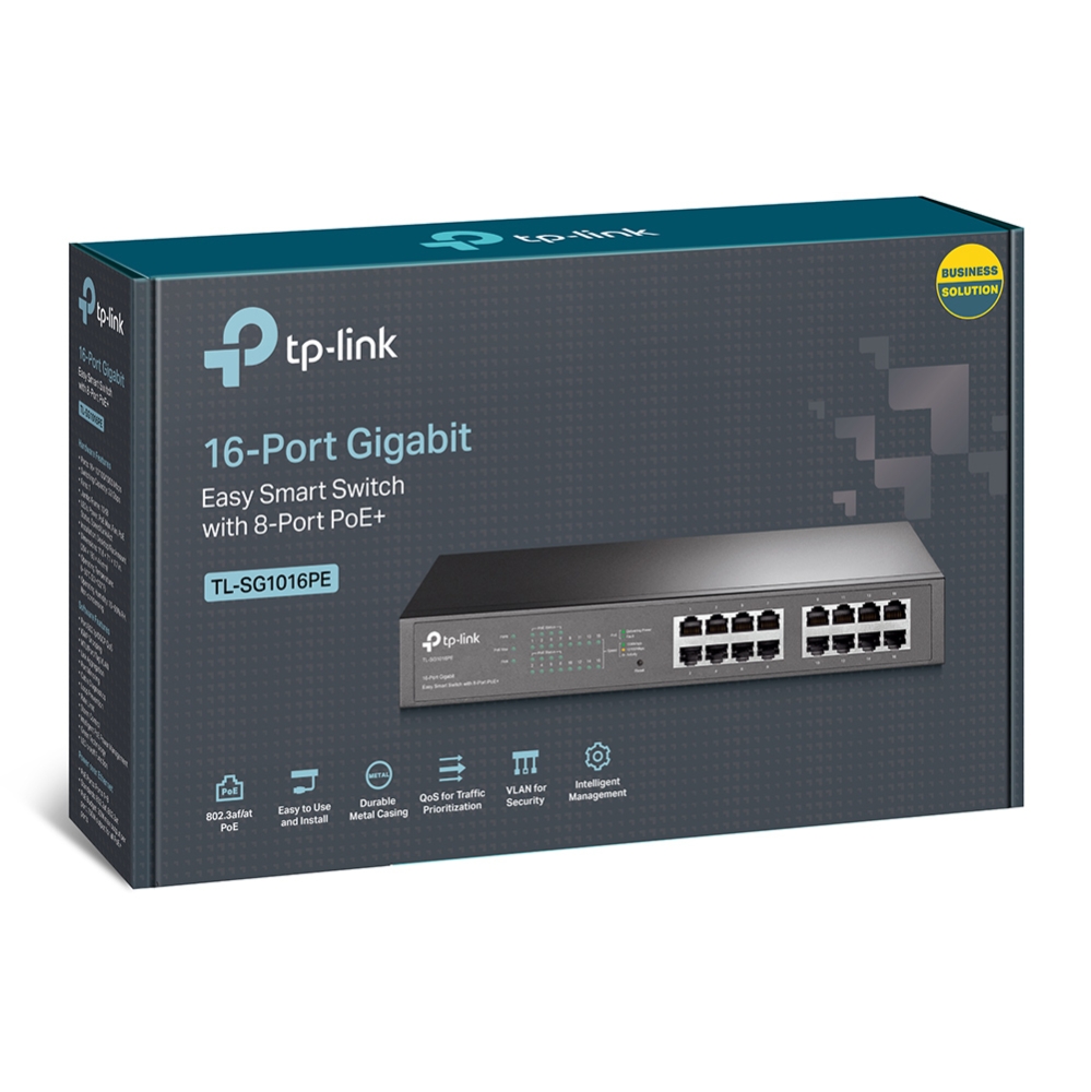 TP-LINK SWITCH EASY SMART DE 16 PUERTOS GBT/8 PTOS POE+/TL-SG1016PE