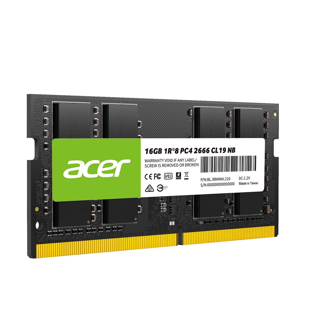 MEMORIA SODIMM DDR4 ACER SD100 16GB 2666MHZ CL19 (BL.9BWWA.210)