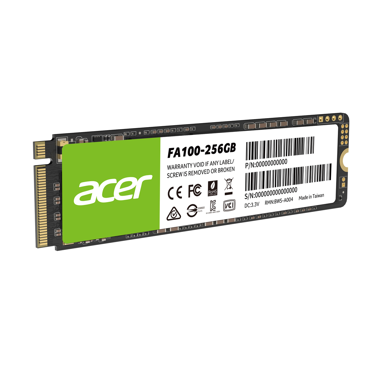 UNIDAD SSD ACER FA100 256GB M.2 NVME 3300MB/S (BL.9BWWA.118)