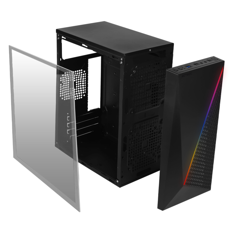 GABINETE ACTECK KIOTO COMPACT MICRO TOWER RGB 3.0 500W ACRIL AC-933070