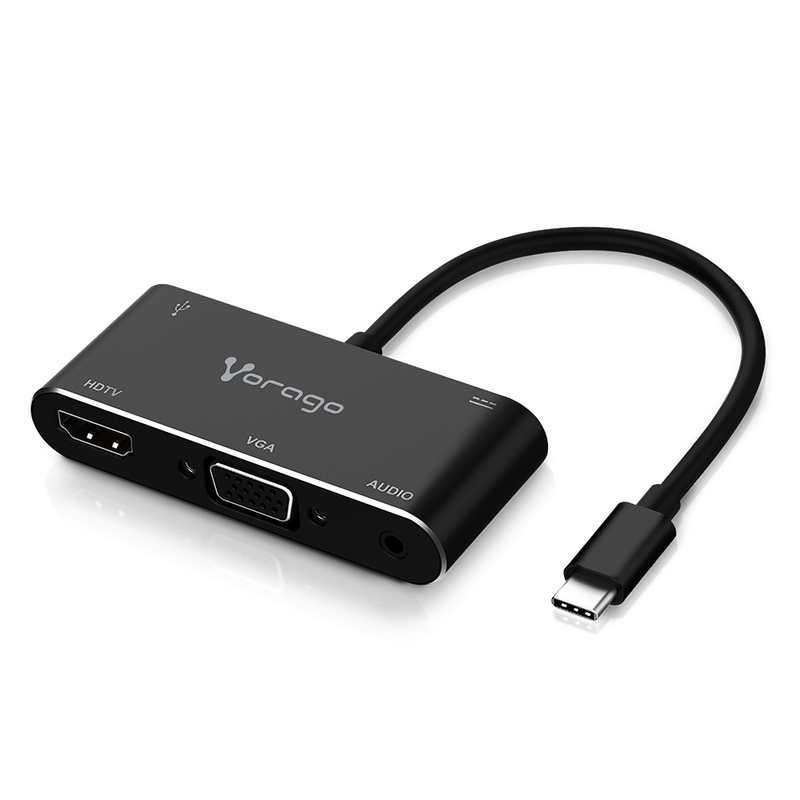 CONVERTIDOR VORAGO 5 EN 1 USB C A HDMI,VGA,USB 3.0,3.5MM,PD ADP-350