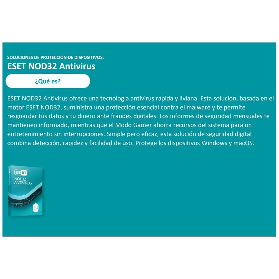 ESET NOD32 5 LIC. 1 AÑO 2024