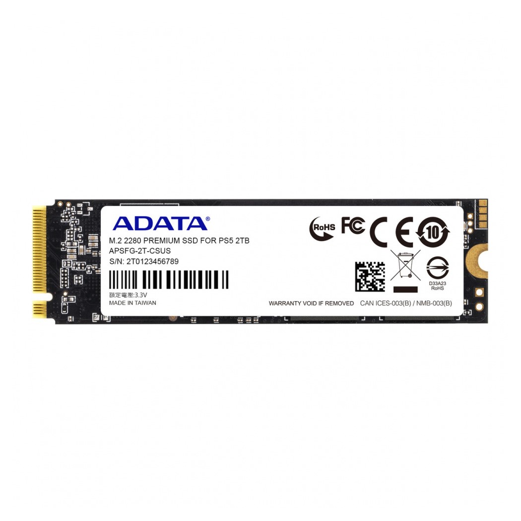 UNIDAD SSD M.2 ADATA PREMIUM PARA PS5 2TB PCIe G4 BCO (APSFG-2T-CSUS)