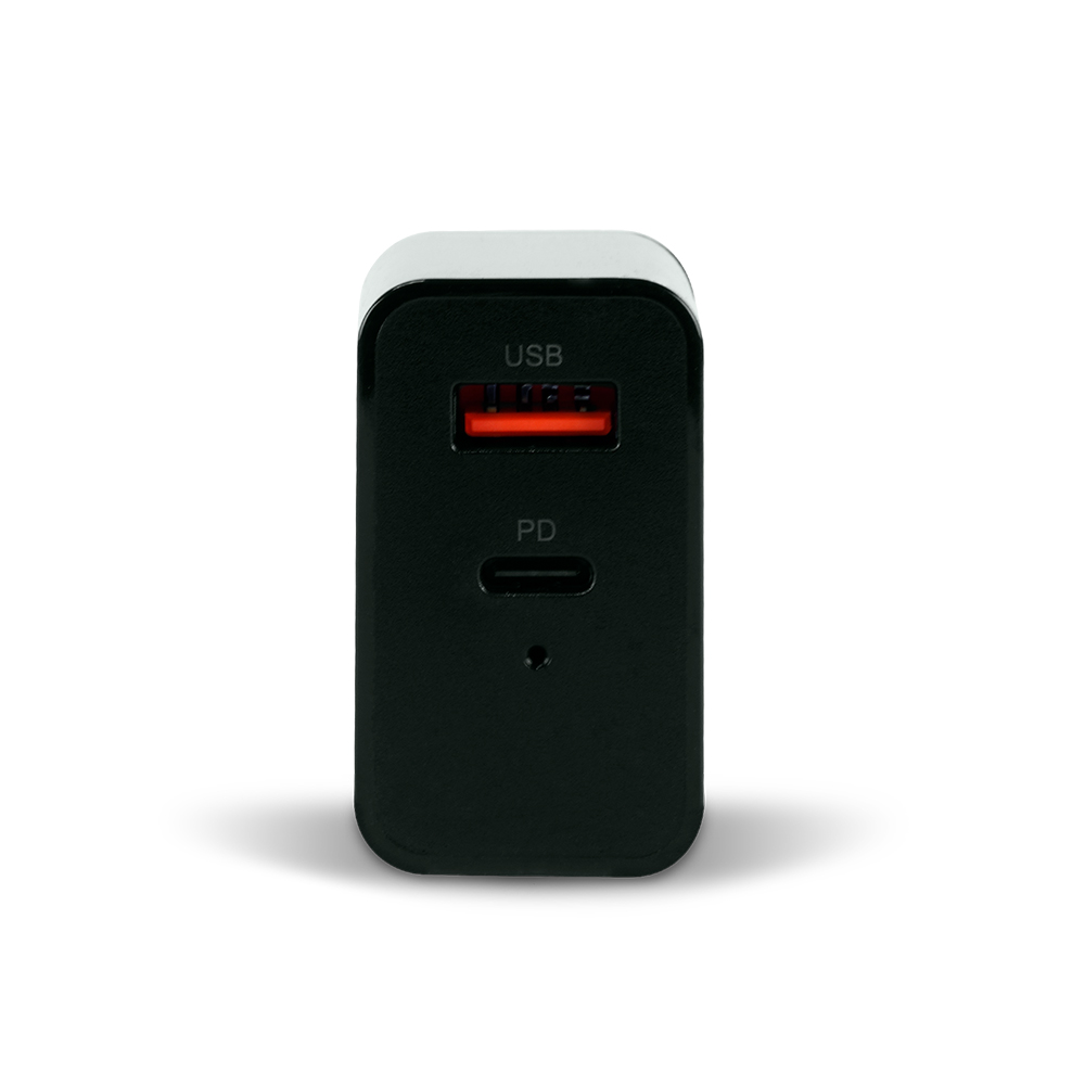 CARGADOR PARA PARED QUICK CHARGE 3.0A PD 20W USB A Y C NEGRO AU-350-BK