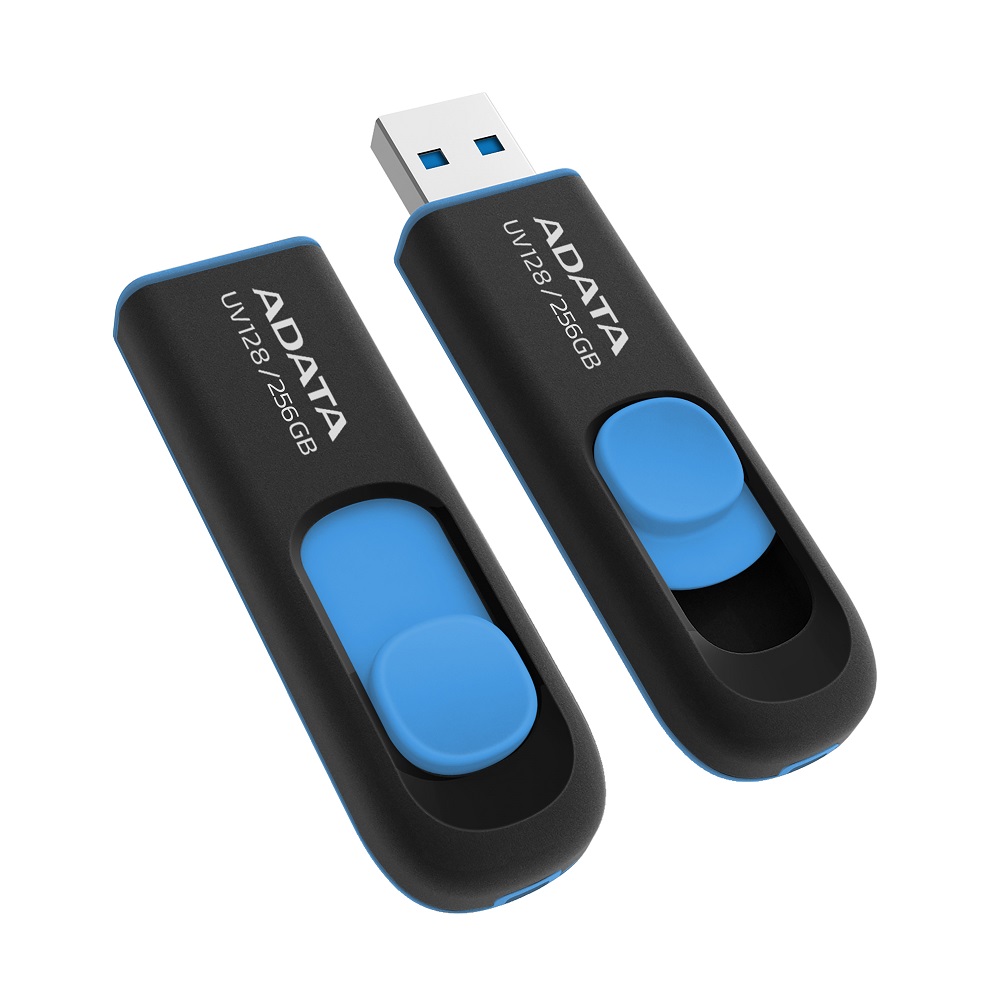 MEMORIA FLASH ADATA UV128 256GB USB 3.2 NEGRO/AZUL (AUV128-256G-RBE)