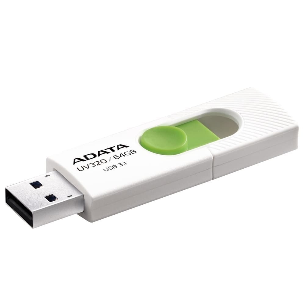 MEMORIA FLASH ADATA UV320 64GB USB 3.2 WHITE-GREEN (AUV320-64G-RWHGN)