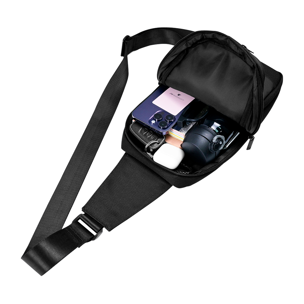 MOCHILA PECHERA CRUZADA VORAGO POLYESTER NEGRA (CB-300)