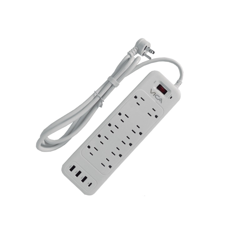 SUPRESOR DE PICOS VICA C/ 10 TOMAS,3 PTOS USB-A,Y 1 PTO USB-C (EX 9P)