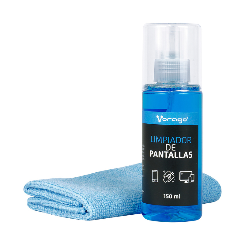 LIMPIADOR DE PANTALLAS VORAGO 150ML CON FRANELA MICROFIBRA CLN-109