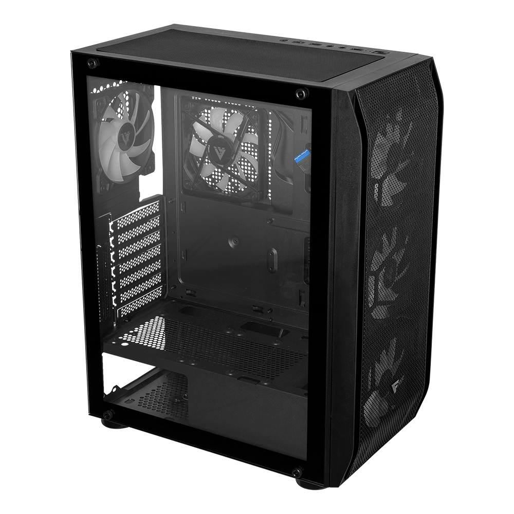 GABINETE GAME FACTOR ATX-E 2 USB 3.2, 1x USB C, 5 VEN ARGB CTEMP NEGRO (CSG400)