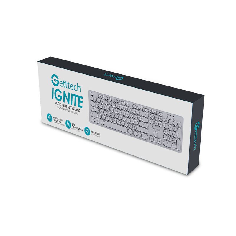 Getttech Teclado Backlit Ignite, White - Modelo: GTI-28201B