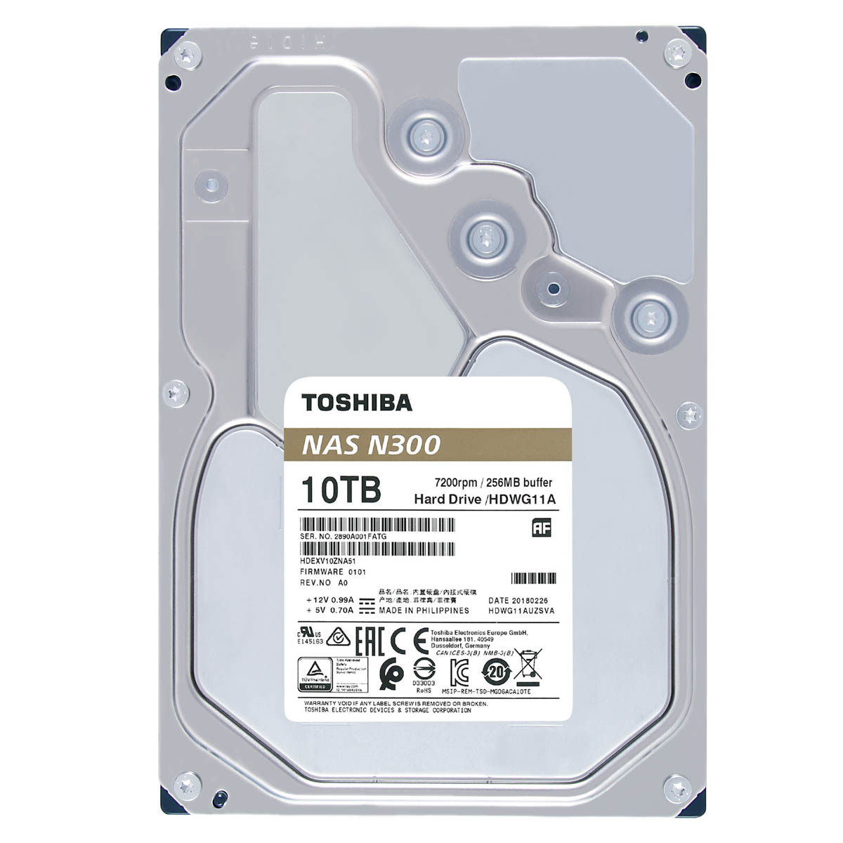 DD INTERNO TOSHIBA N300 10TB 3.5" 7200RPM NAS 256MB (HDWG71AXZSTA)