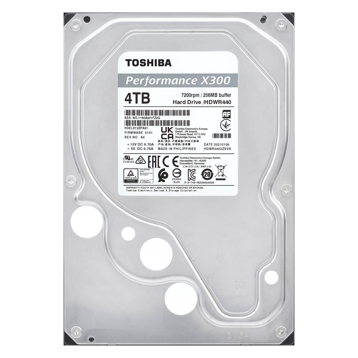 DD INT TOSHIBA 4TB X300 PERFORMANCE 3.5” 7200RPM 256MB (HDWR740XZSTA)