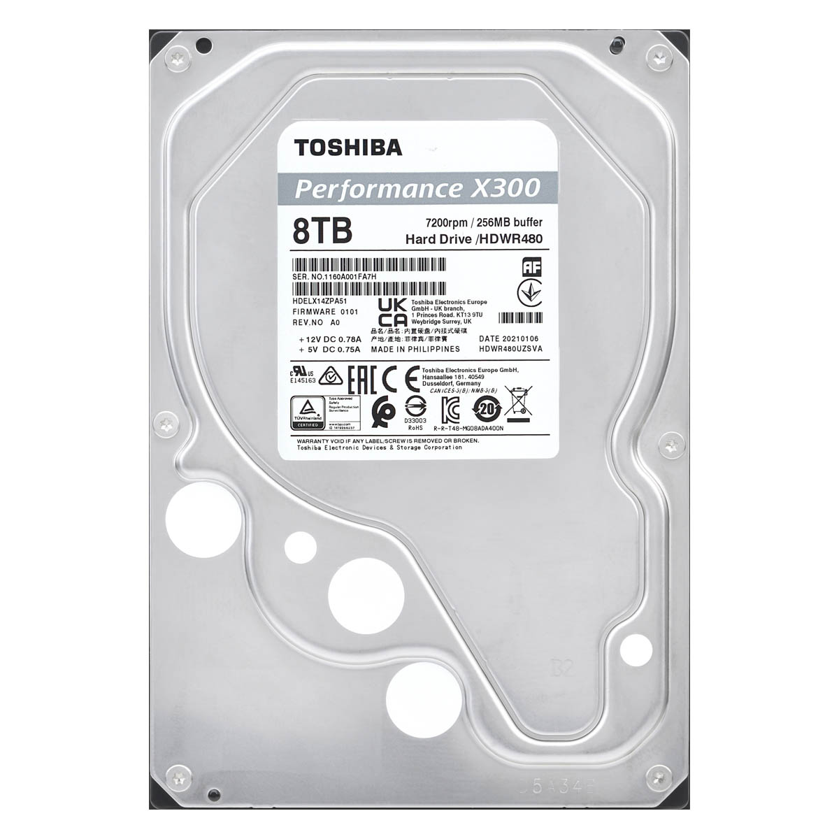 DD INT TOSHIBA 8TB X300 PERFORMANCE 3.5” 7200rpm 256MB (HDWR780XZSTA)