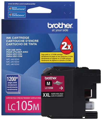 CARTUCHO BROTHER LC105M MAGENTA SUPER ALTO RENDIMIENTO 1200 P LC105M