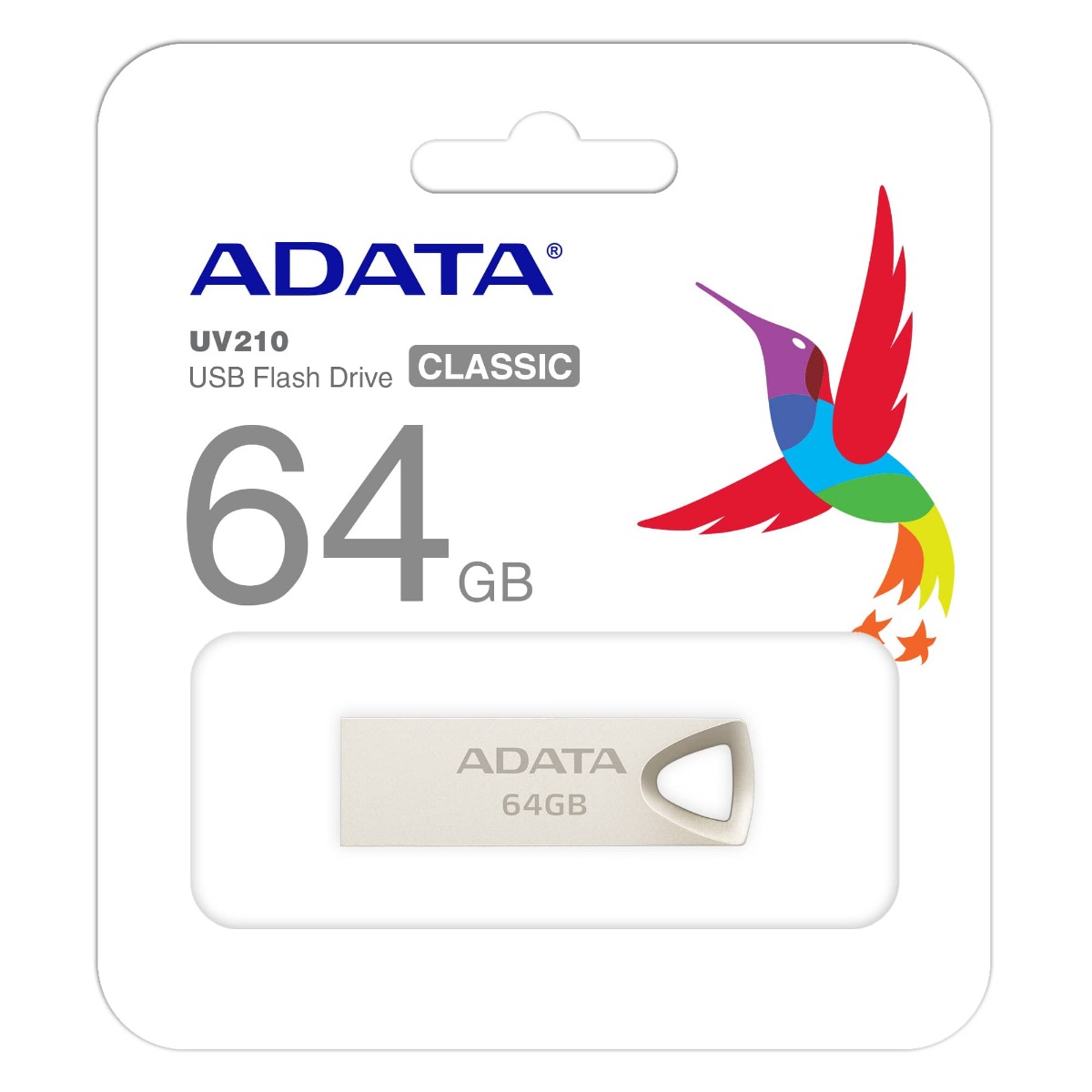 MEMORIA FLASH ADATA UV210 64GB USB 2.0 DORADO METALICO AUV210-64G-RGD