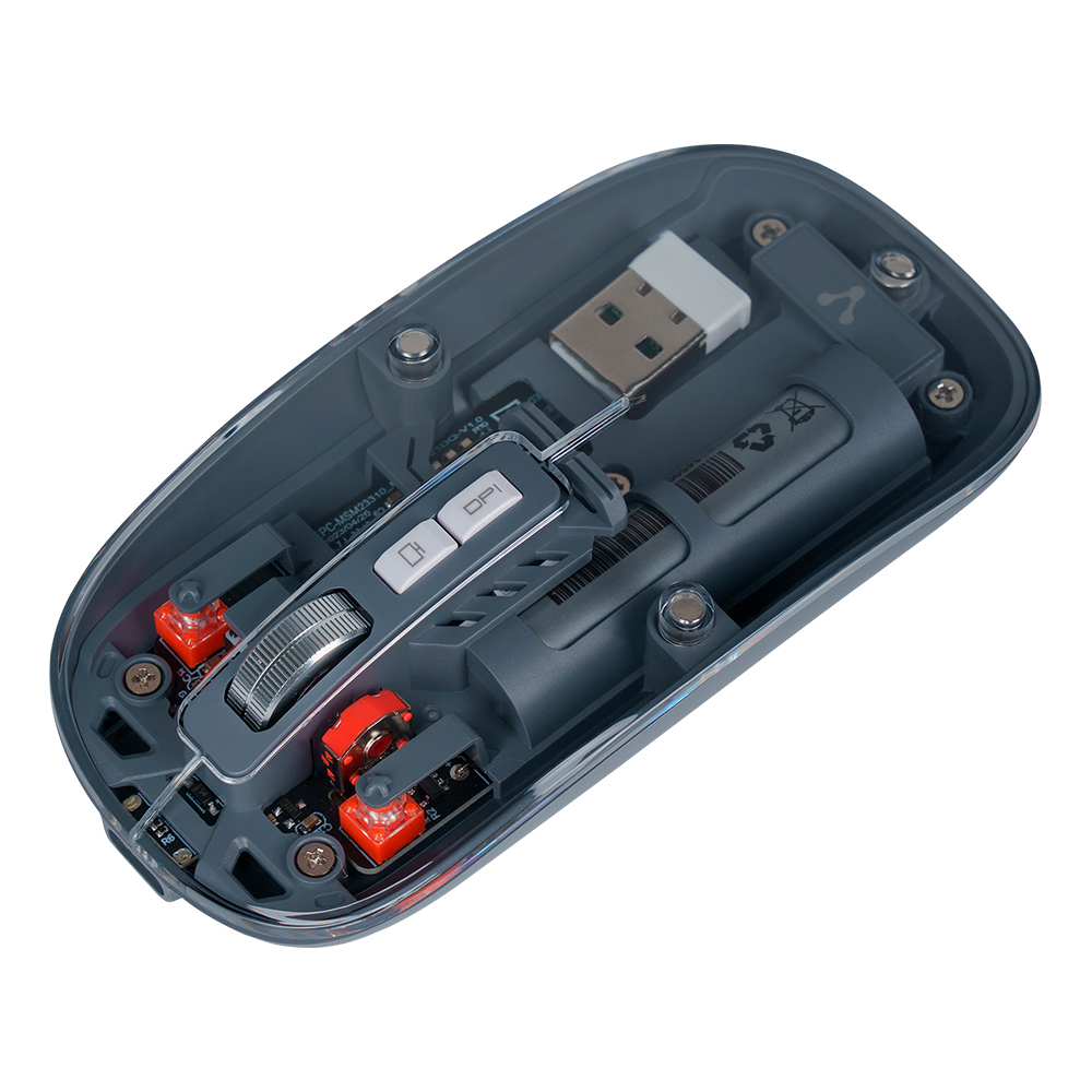 MOUSE VORAGO INALÁMBRICO BT 1,600 DPIS RECARGABLE TRANSPARENTE MO-415