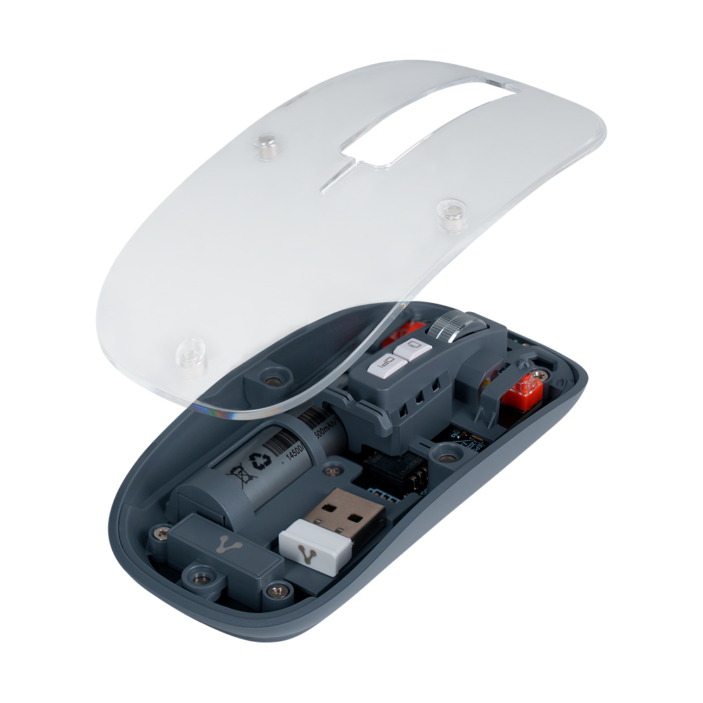 MOUSE VORAGO INALÁMBRICO BT 1,600 DPIS RECARGABLE TRANSPARENTE MO-415