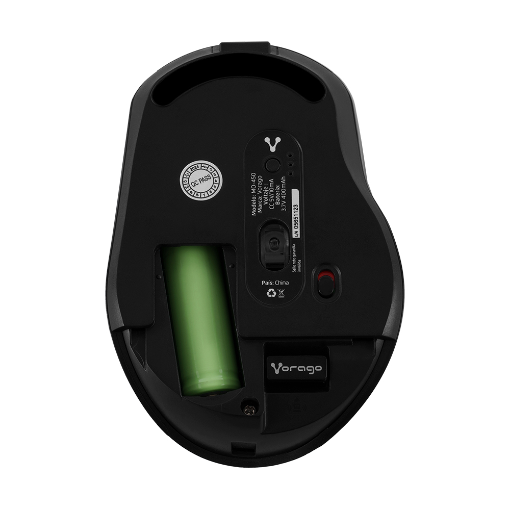 MOUSE VORAGO INALAMBRICO Y BLUETOOTH RECARGABLE TIPO C NEGRO MO-450