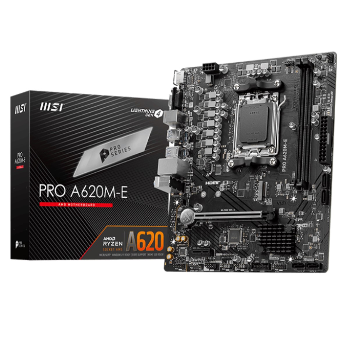 TARJETA MADRE MSI PRO A620M-E AM5 M.2 PCIE 4.0 DDR5 6800+ MATX