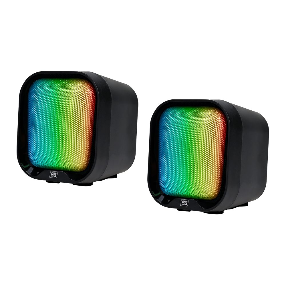 BOCINAS VORAGO START THE GAME 3.5 MM RGB POR USB PARA PC 2*2 WATTS (SPK-109)