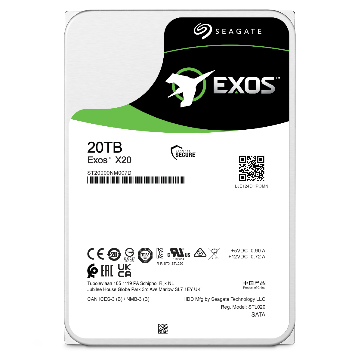 DISCO DURO INTERNO SEAGATE 3.5 20TB ST20000NM007D 7200RPM EXOS X20 SAT