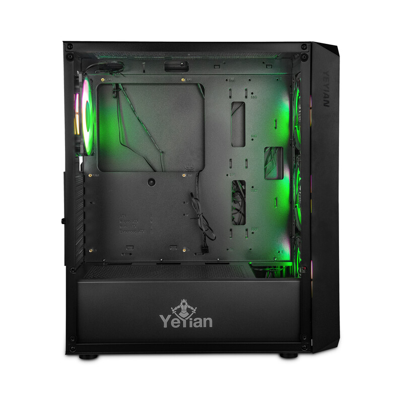 GABINETE YEYIAN LANCER 4 VENT/ATX/MEDIA TORRE/MESH/CRIST TEM LAT/NEGRO