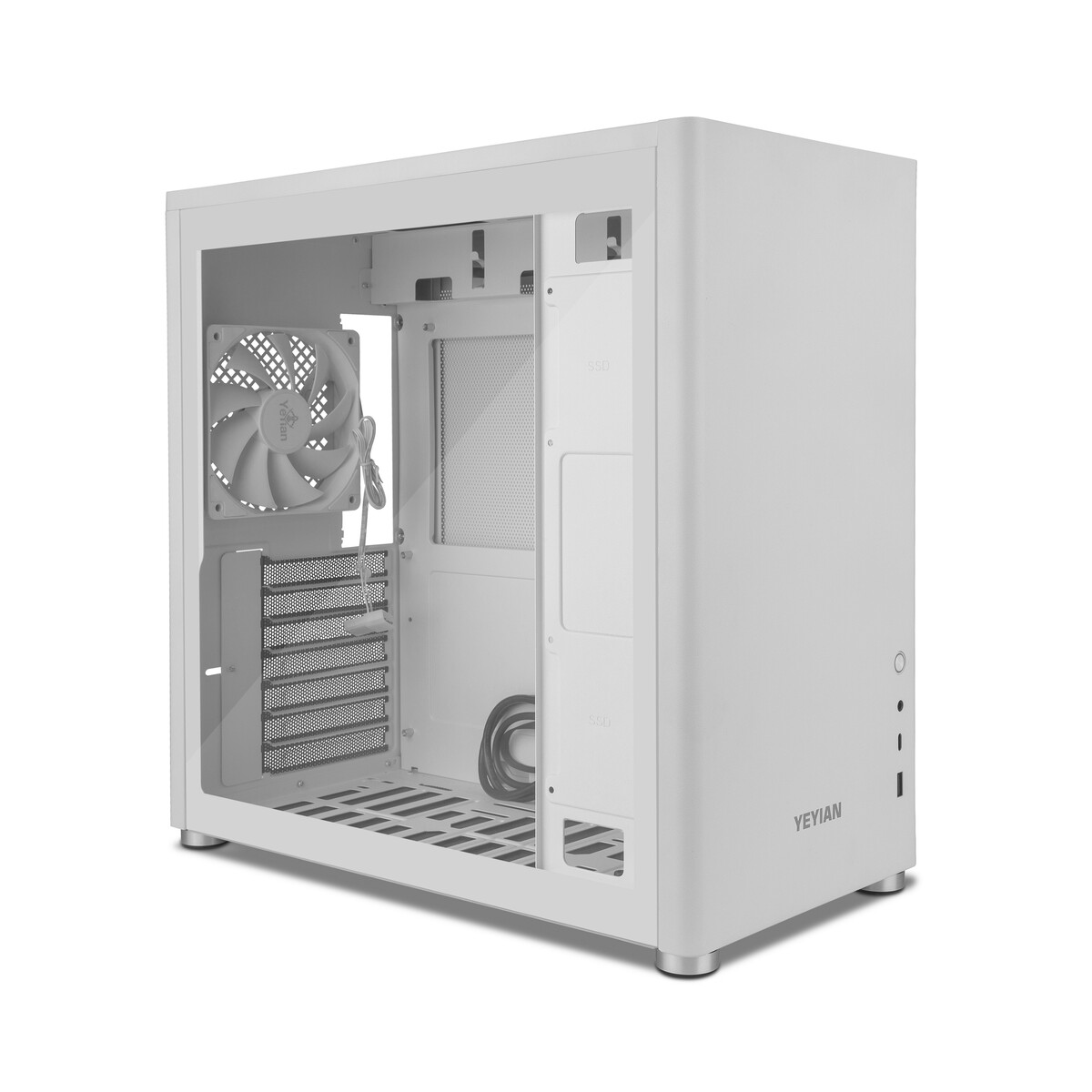 Yeyian ATX Gaming PC Case Hussar Plus, White - SKU: YCM-ASHUS-01WH