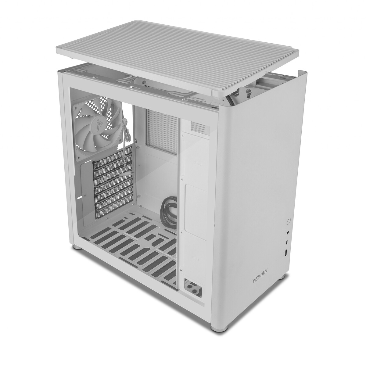 Yeyian ATX Gaming PC Case Hussar Plus, White - SKU: YCM-ASHUS-01WH