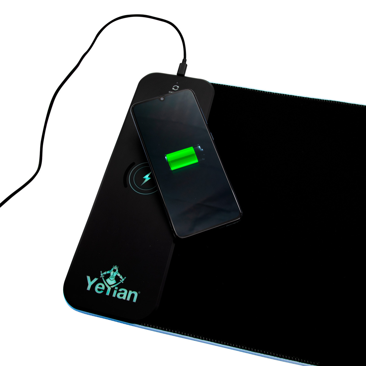 MOUSEPAD GAMER YEYIAN YGG-68902FLEXIBLE USB CARGA INALAMBRICA RGB ANTIDERRAPANTE GLIDER 2700