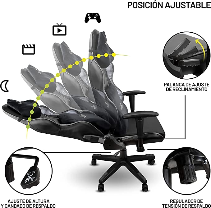 (ED) SILLA GAMING YEYIAN YSG-71311 GERD, 2D N/OXF TACTO PIEL, SOPORTA 150KG